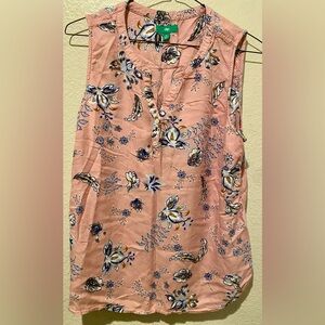 dip Pink Floral Button-Front Sleeveless Top